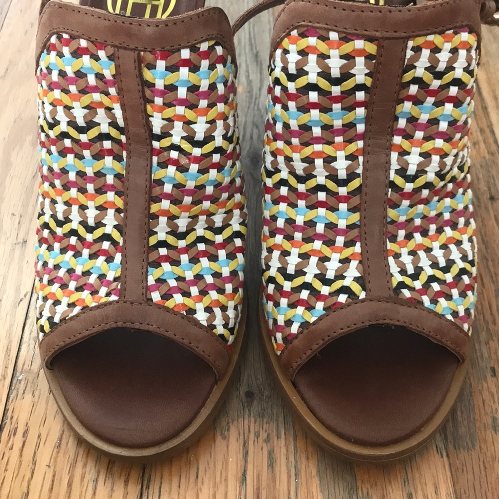 Multicolor leather woven chunky heel sandal - Picture 6 of 6